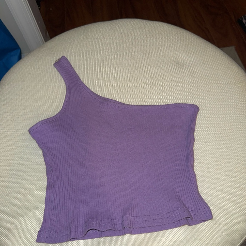 Chic One-Shoulder Purple Crop Top